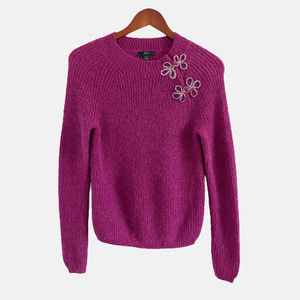 J. Crew Embellished Ribbed Sweater Womens S